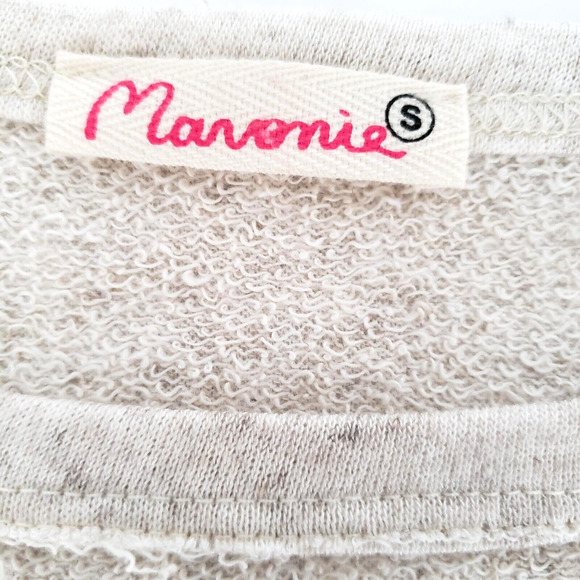 Maronie SIZE S Cream Textured Tunic Tank Top Distressed Lace Up Sides Keyhole - Picture 10 of 14